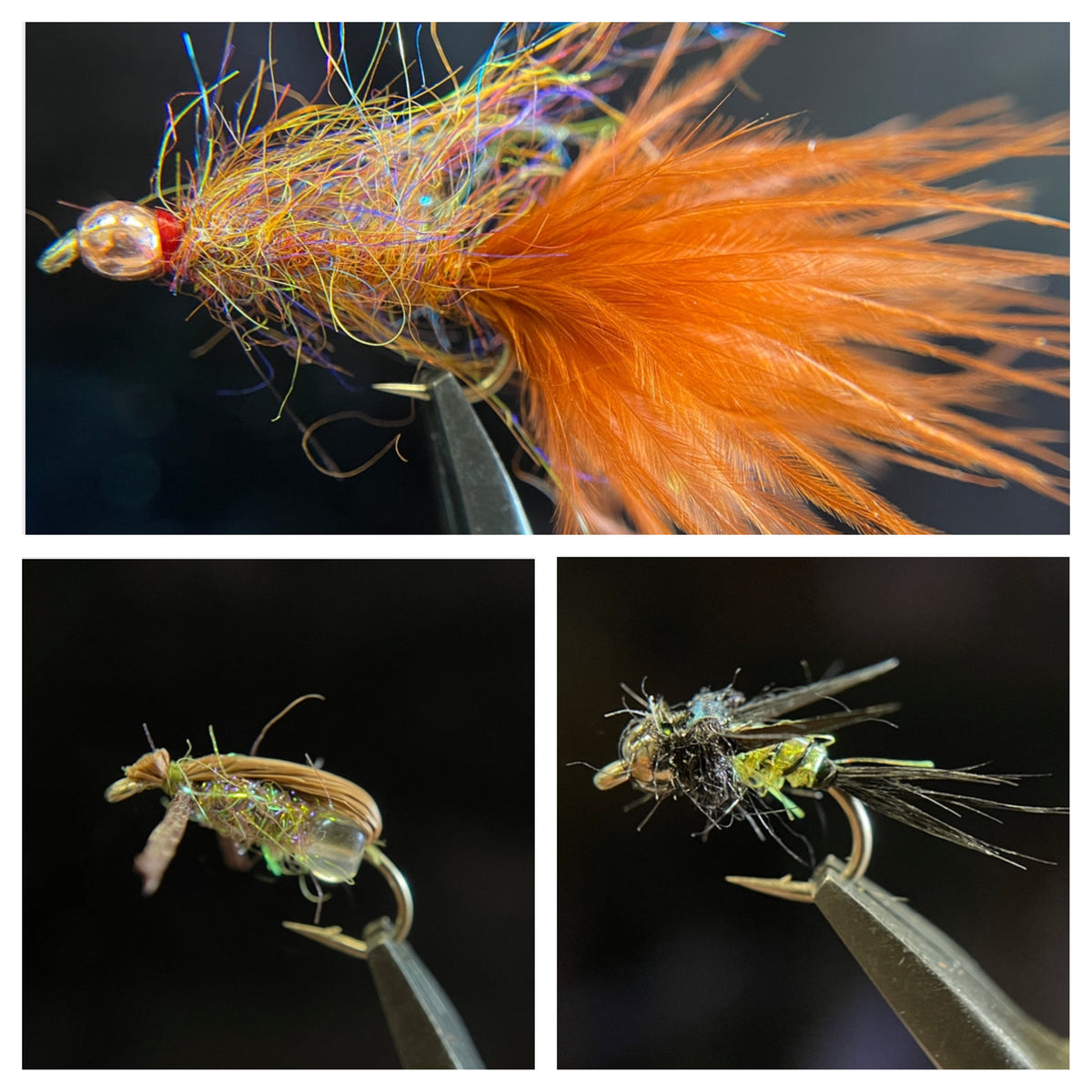 One Dozen Flies - UV Brown Simi Seal Leech, Waglers Water Boatman